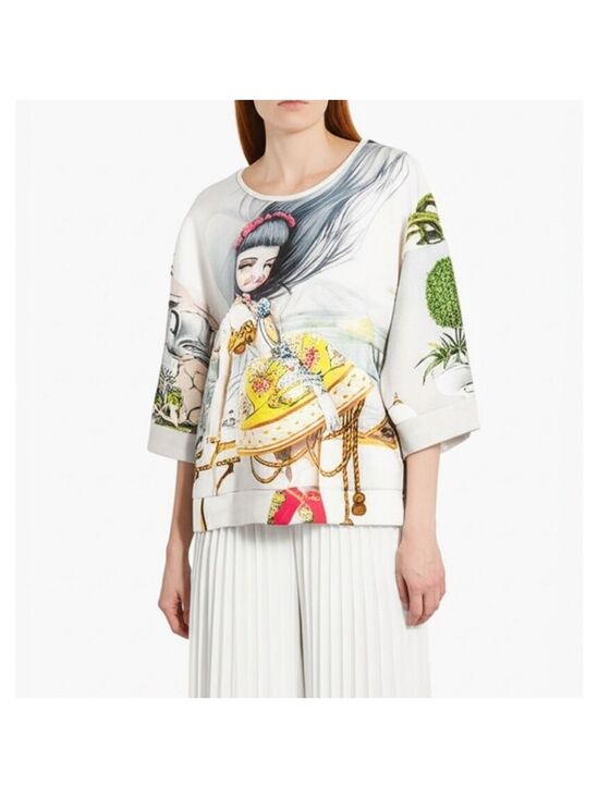 MRZ Tops - MRZ Italy designer drop shoulder half sleeve oversized graphic print top S